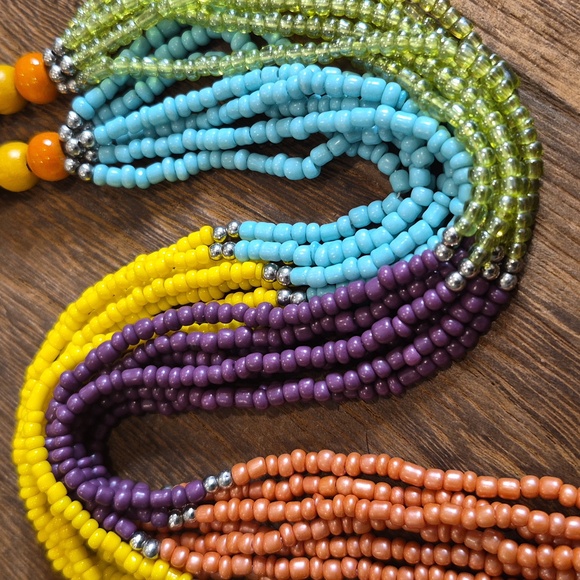 Vintage Colorful Bohemian Seed Bead Necklace, Lobster Clasp Closure - Picture 3 of 8